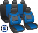 AUTOLIFE Univerzális 11 részes deréktámaszos üléshuzat szett - kék-fekete - AG28505