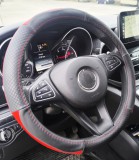 AUTOLIFE Valódi bőr kormányvédő - 38cm - fekete-piros