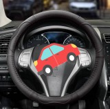 AUTOLIFE Valódi bőr kormányvédő - fekete - 39cm