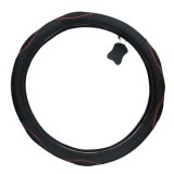 AUTOLIFE Valódi bőr kormányvédő - sport - fekete-piros - KV-5057A