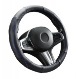 AUTOLIFE Valódi bőr kormányvédő szellőző lyukacsos kék betétes mintával - 36-38cm - DW-5506BL