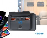 Autós beépíthető USB-A USB-C gyorstöltő feszültségmérővel M24901AX4