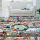 Autós Játszószőnyeg közút mintázattal - Gyerekeknek szánt interaktív játékfelület közlekedési témával