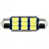 Autós Led Sofita Canbus rendszám világítás, 9 Led, 36 mm, 200 Lumen, 5730 chip, 2,5W, hideg fehér. Life Light Led 2 év garancia!