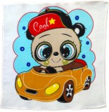 Autós Maci - Türkiz Felhő mintás Gyermek Textil Zsebkendő / szalvéta