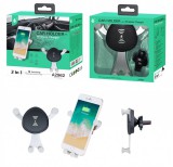 Autós mobiltelefon tartó, szellőzőnyílásra helyezhető, gravitációs, vezeték nélküli töltő 1A, ezüst, OnePlus A2962