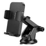 Autós mobiltelefon tartó, szélvédőre, műszerfalra helyezhető, tapadókorongos, fekete, Hoco H37
