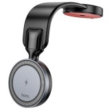 Autós mobiltelefon tartó, tapadókorongos, műszerfalra helyezhető, vezeték nélküli töltő, mágneses, MagSafe kompatibilis, 15W, fekete, Hoco HW29