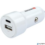 Autós töltő, USB-C kábellel, 1xUSB-A, 1xUSB-C PD, 65W, SKROSS