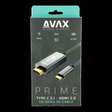 AVAX AV902 Prime USB-C - HDMI 2.0 Kábel 2m - Szürke (AV902)