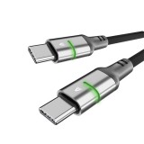 AVAX CB632 STEELY LED 1m 60W USB-C fekete fonott gyorstöltő kábel (AVAX_CB632)