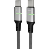 AVAX CB634 STEELY LED 60W USB-C gyorstöltő kábel, fonott, fekete - 3m