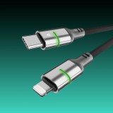Avax CB637 Steely LED 27W USB-C to Lightning charger cable 3m Black AVAX_CB637