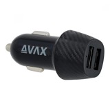 Avax CC301B CARLY autós töltő, 2x USB-A, 12W, fekete - CC301B