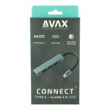 Avax HB601 CONNECT+ 4-port USB3.0 HUB Black 5999574480620