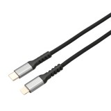 AVAX Steely USB Type-C - Lightning gyorstöltő kábel, 1.5m, 27W, acélszürke - CB402G