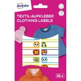 Avery ETVET36A iskolai kézzel írható 45x13 mm 36 db állatos textil öntapadós címke