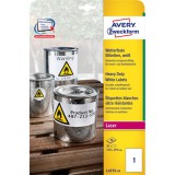 Avery L4775-20 210×297mm vízálló 20db-os fehér etikett (L4775-20)