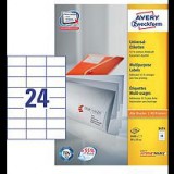 Avery Zweckform Avery Etikett címke, 70 x37mm, univerzális, 24 címke/ív, 100 ív/doboz, fehér (3474) (3474)