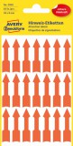 Avery Zweckform No. 3008 neon narancssárga színű, 39 x 9 mm méretű, nyíl formájú öntapadós jelölő címke (jelölő nyíl) - 63 címke / csomag - 3 ív / csomag (Avery 3008)