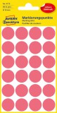 Avery Zweckform No. 3172 neon piros színű, 18 mm átmérőjű, öntapadó jelölő címke (jelölő pötty, jelölő pont) permanens ragasztóval - kiszerelés: 96 címke / csomag, 4 ív / csomag