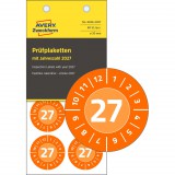 Avery Zweckform No. 6946-2027 narancssárga színű, 30 mm átmérőjű, öntapadós biztonsági hitelesítő címke, 2027-es évszámmal, 12 hónapos beosztással - kiszerelés: 80 címke / csomag