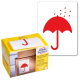 Avery Zweckform No. 7252 figyelemfelhívó, 74 x 100 mm méretű, "nedvességtől óvandó" piktogrammal előre megnyomtatott öntapadós tekercses etikett címke - doboz tartalma: 1 tekercs, 200 darab címke