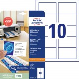 Avery Zweckform No. C32010-10 univerzális 85 x 54 mm méretű, 200 g-os matt, kétoldalas fehér nyomtatható névjegykártya, mikroperforált élekkel A4-es íven - 100 névjegykártya / csomag (Avery C32010-10)