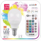 avide led izzó globe mini 4,9w rgb + w távirányítóval