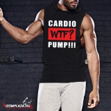 Awdis Cardio? WTF? Pump!- kapucnis ujjatlan póló (fekete)