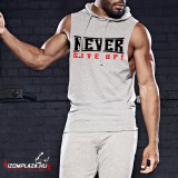 Awdis Never give up- kapucnis ujjatlan póló (szürke)