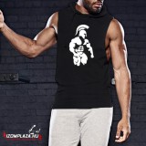 Awdis Spárta- kapucnis ujjatlan póló (fekete)