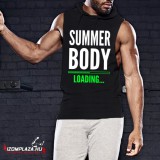 Awdis Summer body loading... kapucnis ujjatlan póló (fekete)