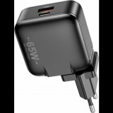 AWEI A WEI PD55-EU Hálózati Töltő USB+Type-C Aljzat 65 W, PD Gyorstöltő, Fekete ( )