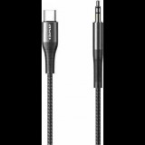 Awei CL-116T audió kábel (3.5mm jack - Type-C, 100cm, cipőfűző) FEKETE (CL-116T_B) (6954284001045)