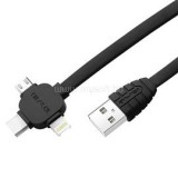 AWEI CL-83 2m/3 az 1-ben USB - MicroUSB/Lightning/Type-C/fekete USB kábel (MG-AWECL83-02)