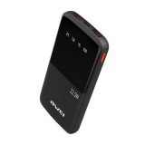 Awei p10k vésztöltő 2 usb+type-c aljzat (10000mah, 22.5w, pd gyorstöltő, led kijelző) fekete