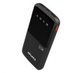 Awei P10K vésztöltő 2 USB+Type-C aljzat (10000mAh, 22.5W, PD gyorstöltő, LED kijelző) FEKETE