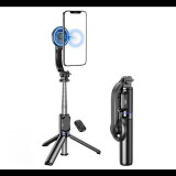 Awei szelfibot (univerzális, tripod állvány, mágneses, állítható, bluetooth távkioldó, 104cm) FEKETE (X51) (X51)