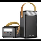 Awei vésztöltő 3 USB+2 Type-C aljzat (60000mAh, 22.5W, PD gyorstöltő, LED kijelző, LED lámpa) FEKETE (P101K) (P101K)