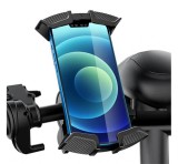 AWEI X47 kerékpáros telefontartó (kormányra rögzíthető, 360°, karbon minta, 4.7 - 6.7" méret) FEKETE