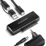 Axagon ADSA-FPX SATA adapter, 2.5" és 3.5" HDD és SSD meghajtókhoz, USB-C 10Gbps, fekete