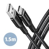 Axagon BUCM-AM15AB USB 2.0 1,5 M USB A USB C Fekete USB kábel