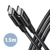 Axagon BUCM-CM15AB USB-C apa - USB-C apa 2.0 Adat és Töltőkábel - Fekete (1.5m) (BUCM-CM15AB)