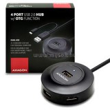 AXAGON HUE-X6GB 4 portos USB2.0 fekete HUB OTG funkcióval (HUE-X6GB)