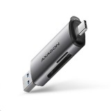 Axagon USB-C + USB-A 2 foglalatú külső kártyaolvasó szürke (CRE-SAC) (CRE-SAC)