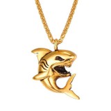 AZIZ Brutálmenő cápás medál vastag nyaklánccal, arany színű