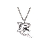 AZIZ Brutálmenő nemesacél vicsorgó cápás medál vastag nyaklánccal