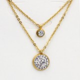 AZIZ Dupla nemesacél nyaklánc cirkónium kristállyal, aranyozott