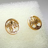 AZIZ Élet fája nemesacél fülbevaló, arany színű